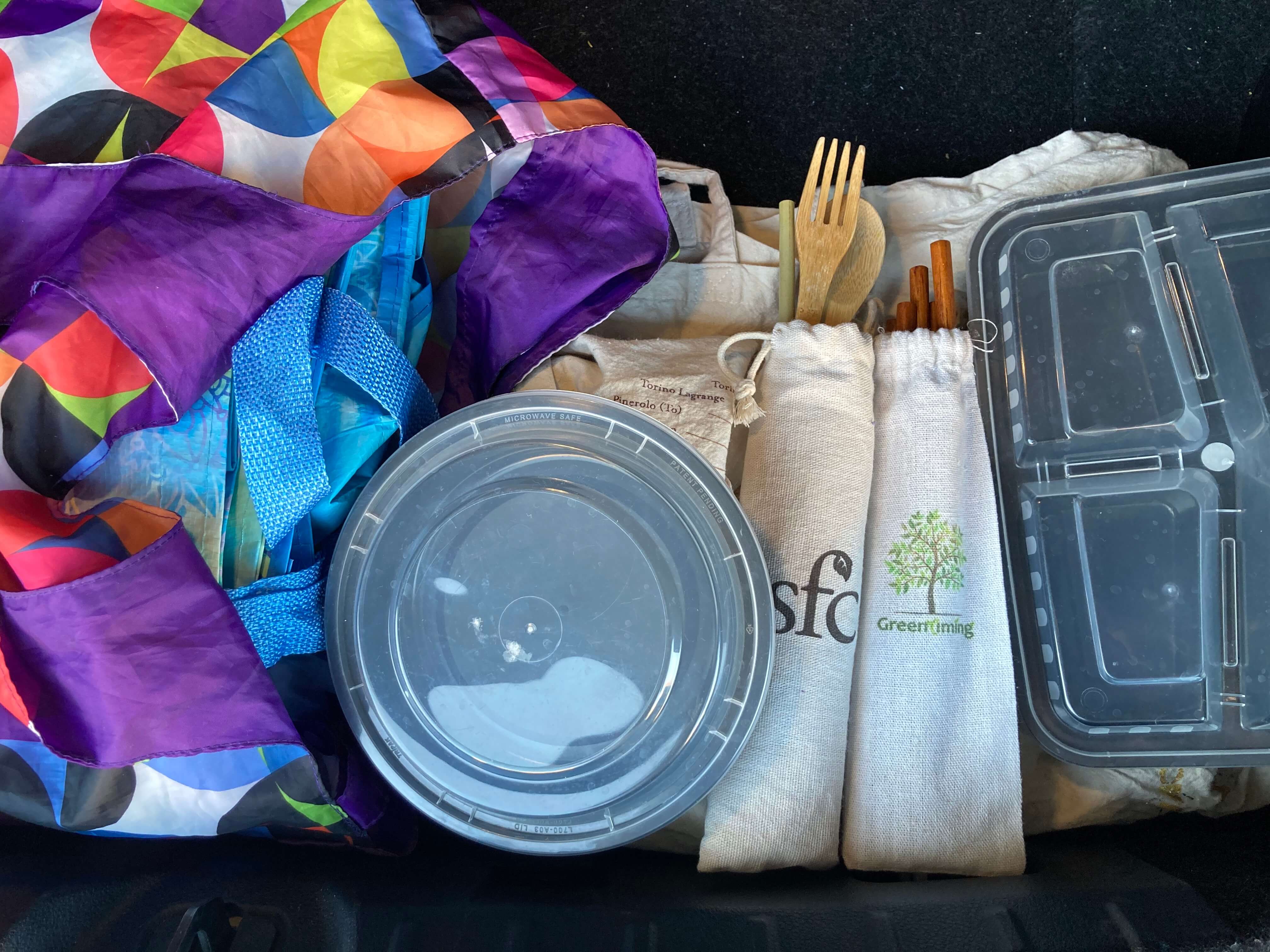 reusable items we carry in the car trunk