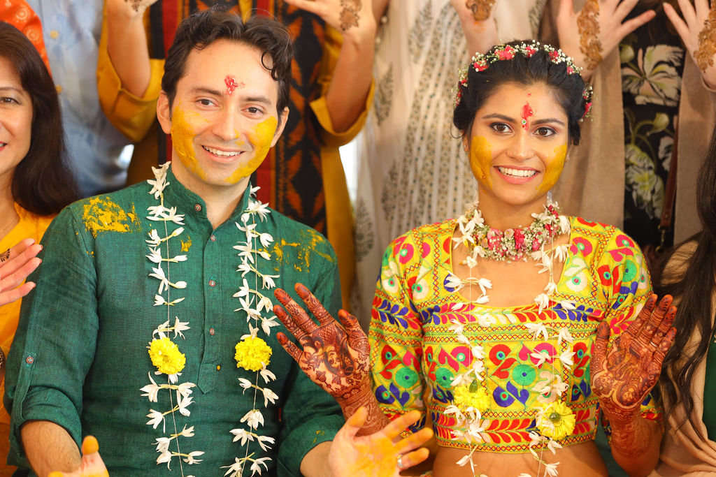 couple at hena ceremony