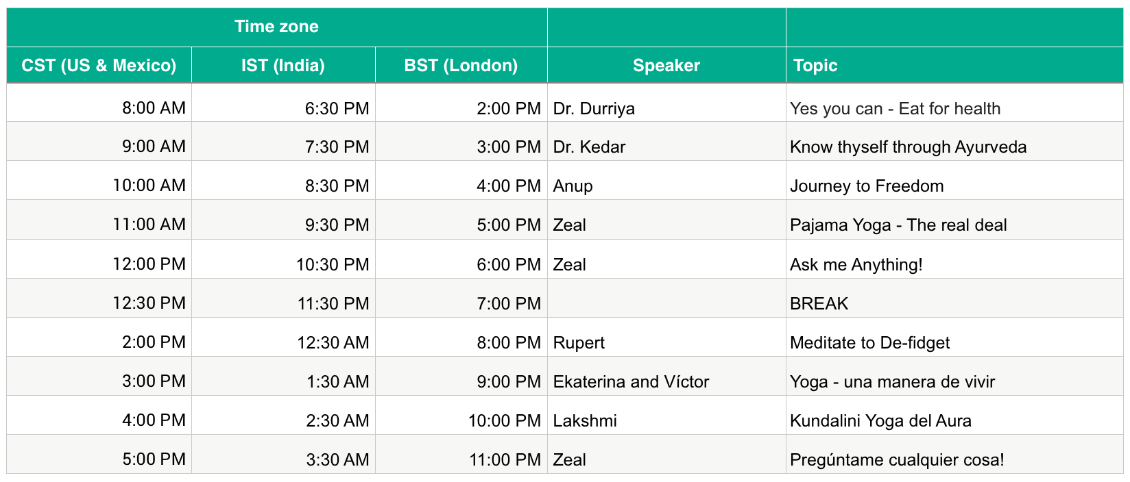 Schedule for International Day of Yoga 2020