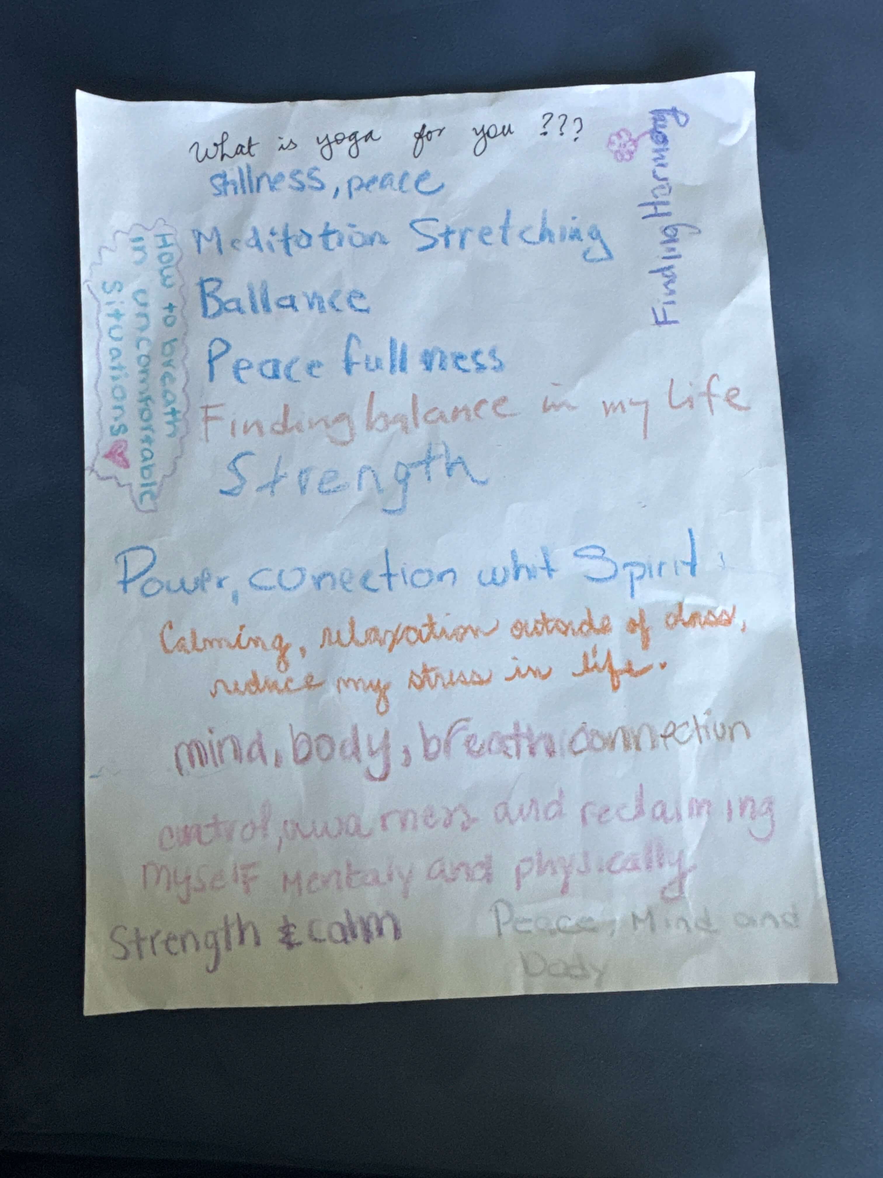 Student words about yoga